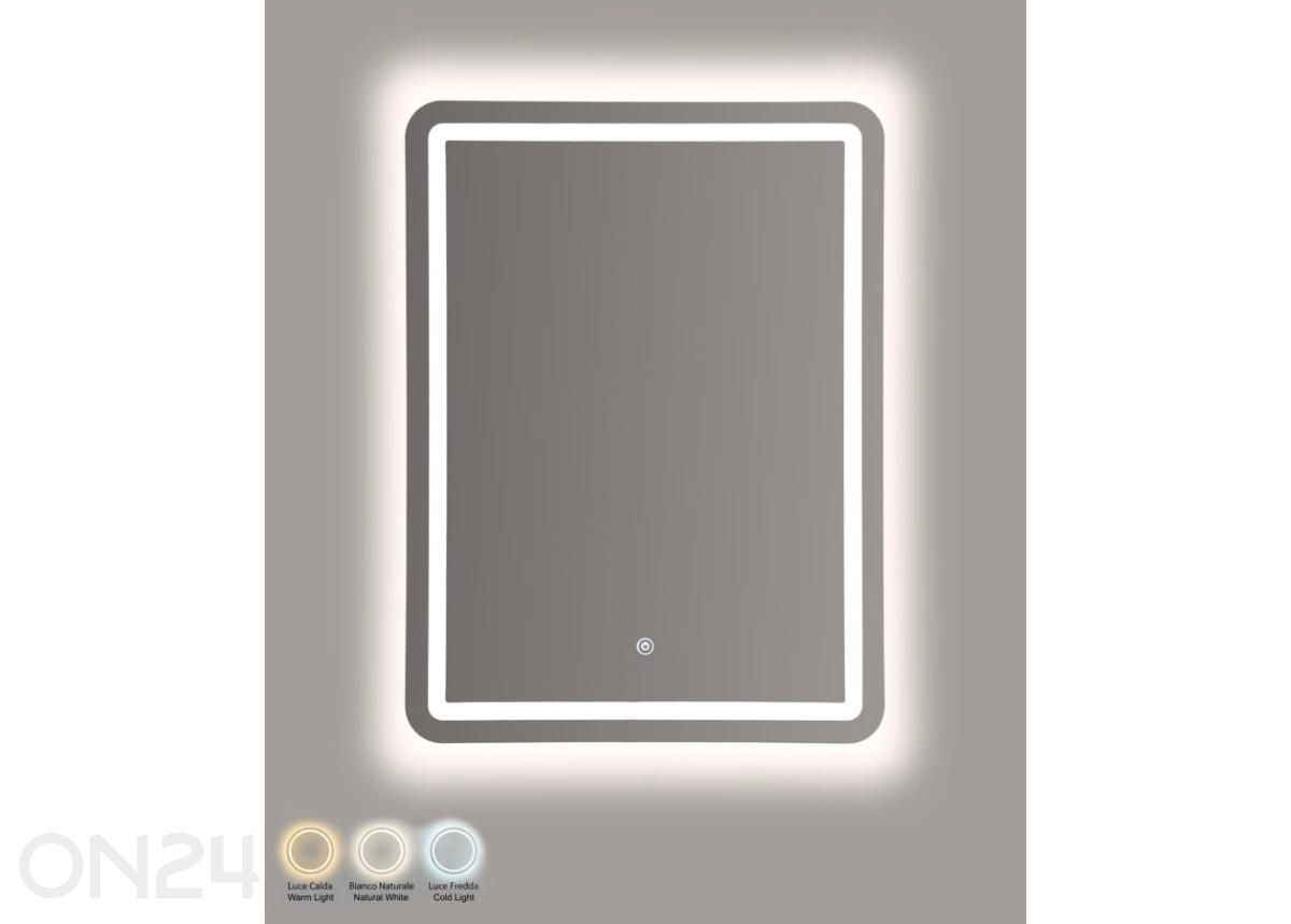 Seinapeegel LED 60x80 cm, hõbedane suurendatud