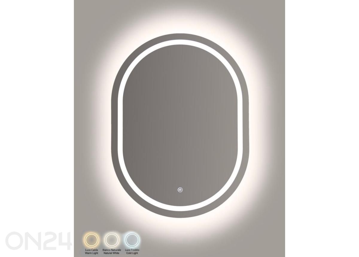 Seinapeegel LED 60x80 cm, hõbedane suurendatud