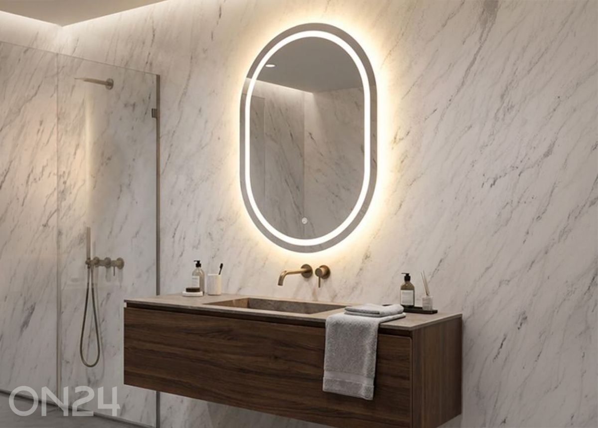 Seinapeegel LED 60x80 cm, hõbedane suurendatud