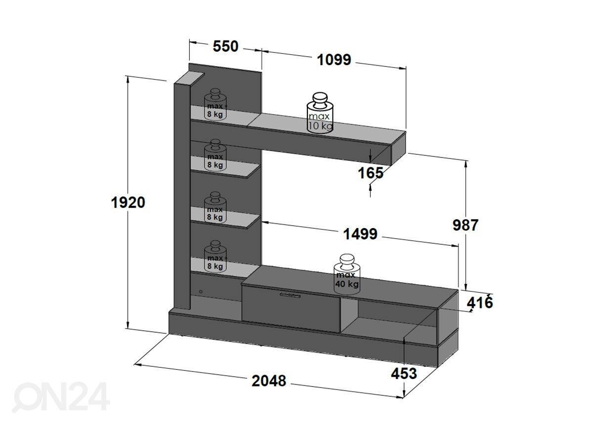 Sektsioon Alicante 205 cm suurendatud