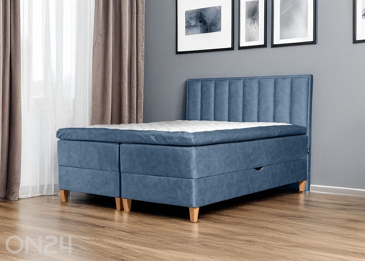 Sime Beds pesukastiga kontinentaalvoodi Mileen 140x210 cm suurendatud