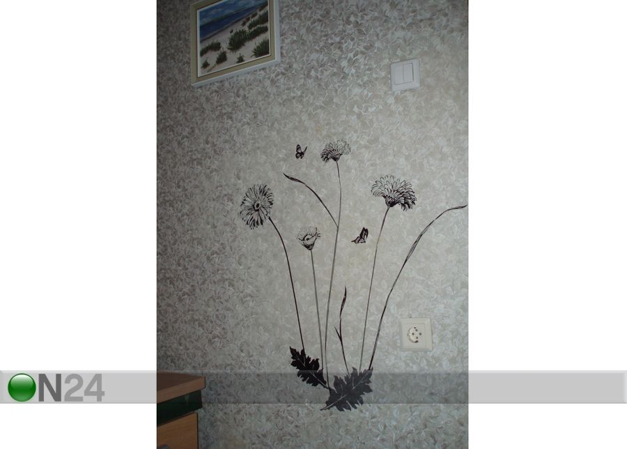 Sisustuskleebis Must-valged lilled suurendatud