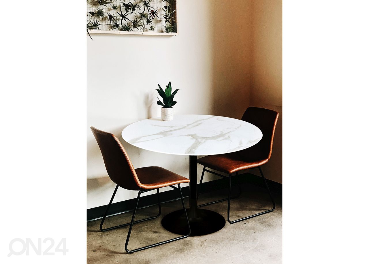 Söögilaud Ø100 cm, valge/must suurendatud