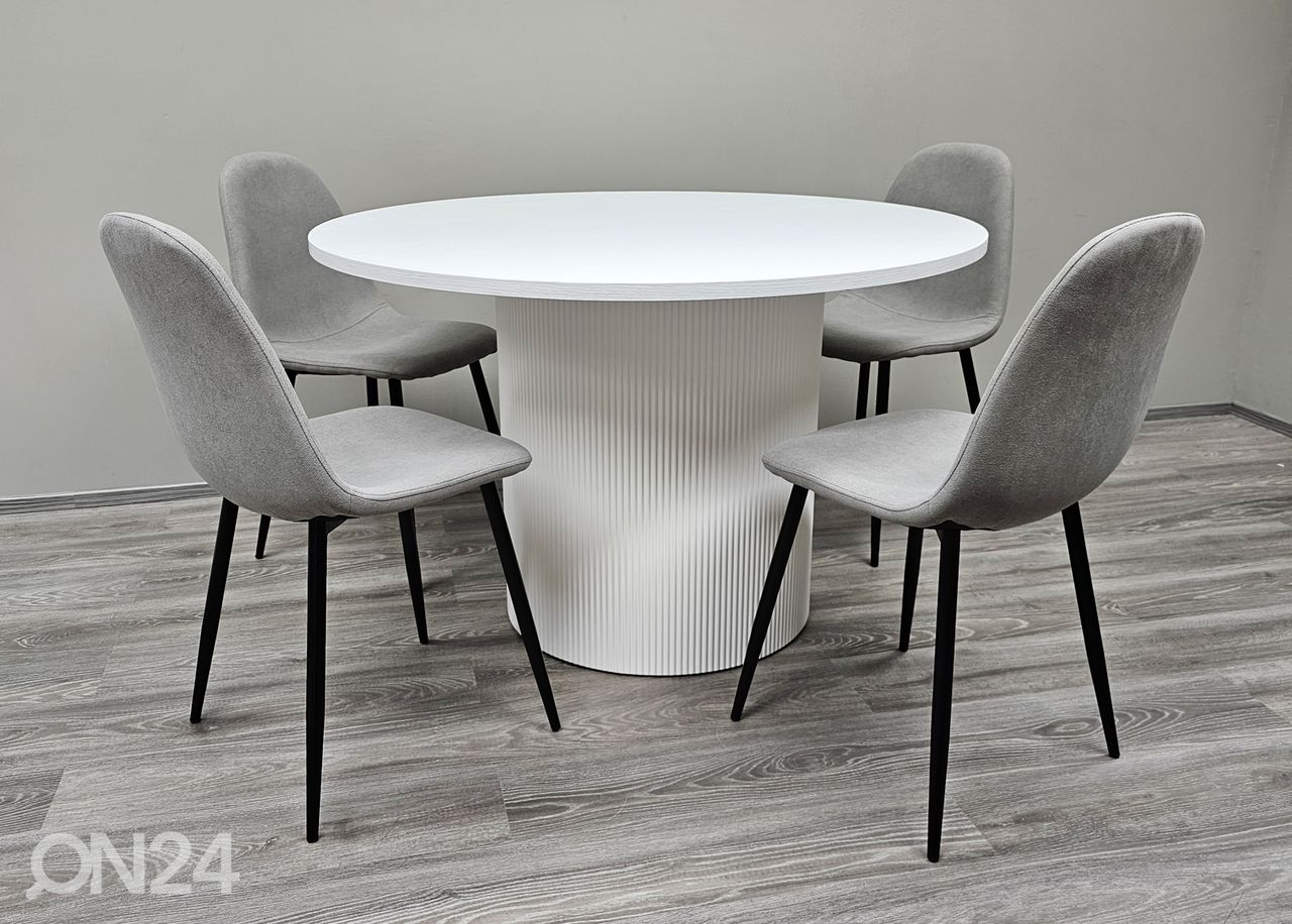Söögilaud Sierra Ø 120 cm + toolid Sara 4 tk suurendatud