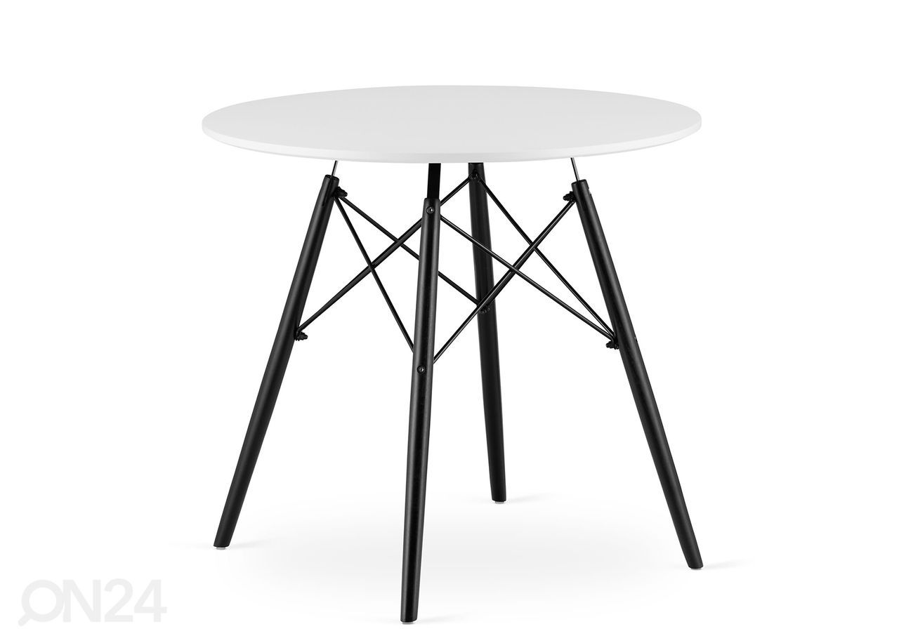Söögilaud Todi Ø80 cm, valge/must suurendatud