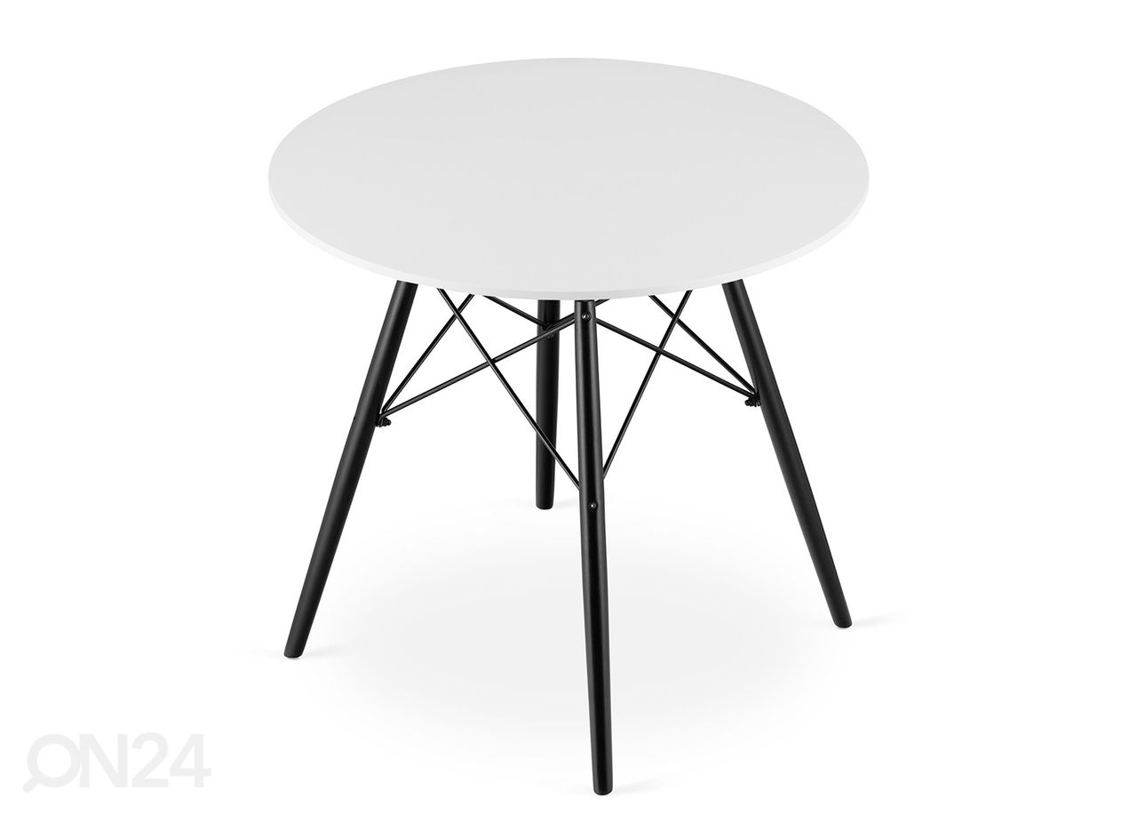 Söögilaud Todi Ø80 cm, valge/must suurendatud