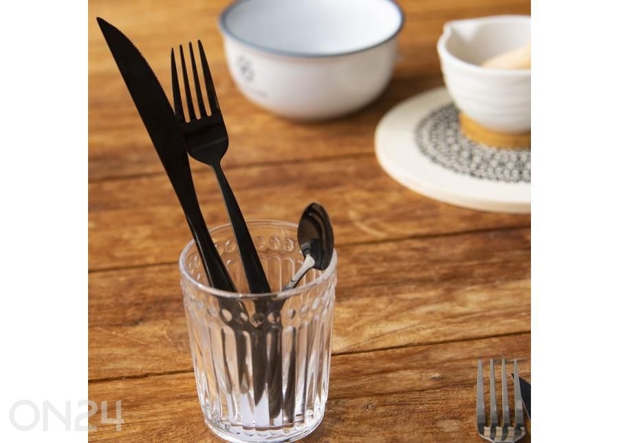 Söögiriistade komplekt, must, 24 osa suurendatud