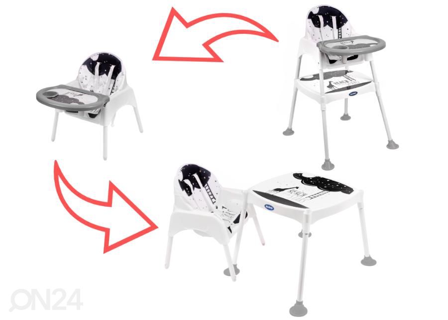 Söötmistool / laste laud ja tool 3in1 suurendatud