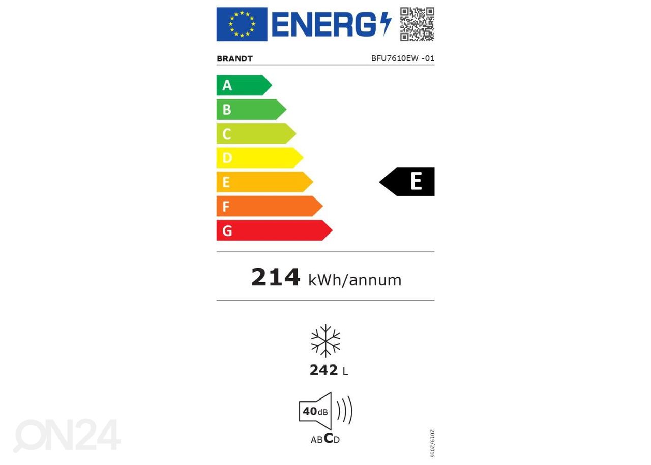 Sügavkülmik Brandt BFU7610EW suurendatud
