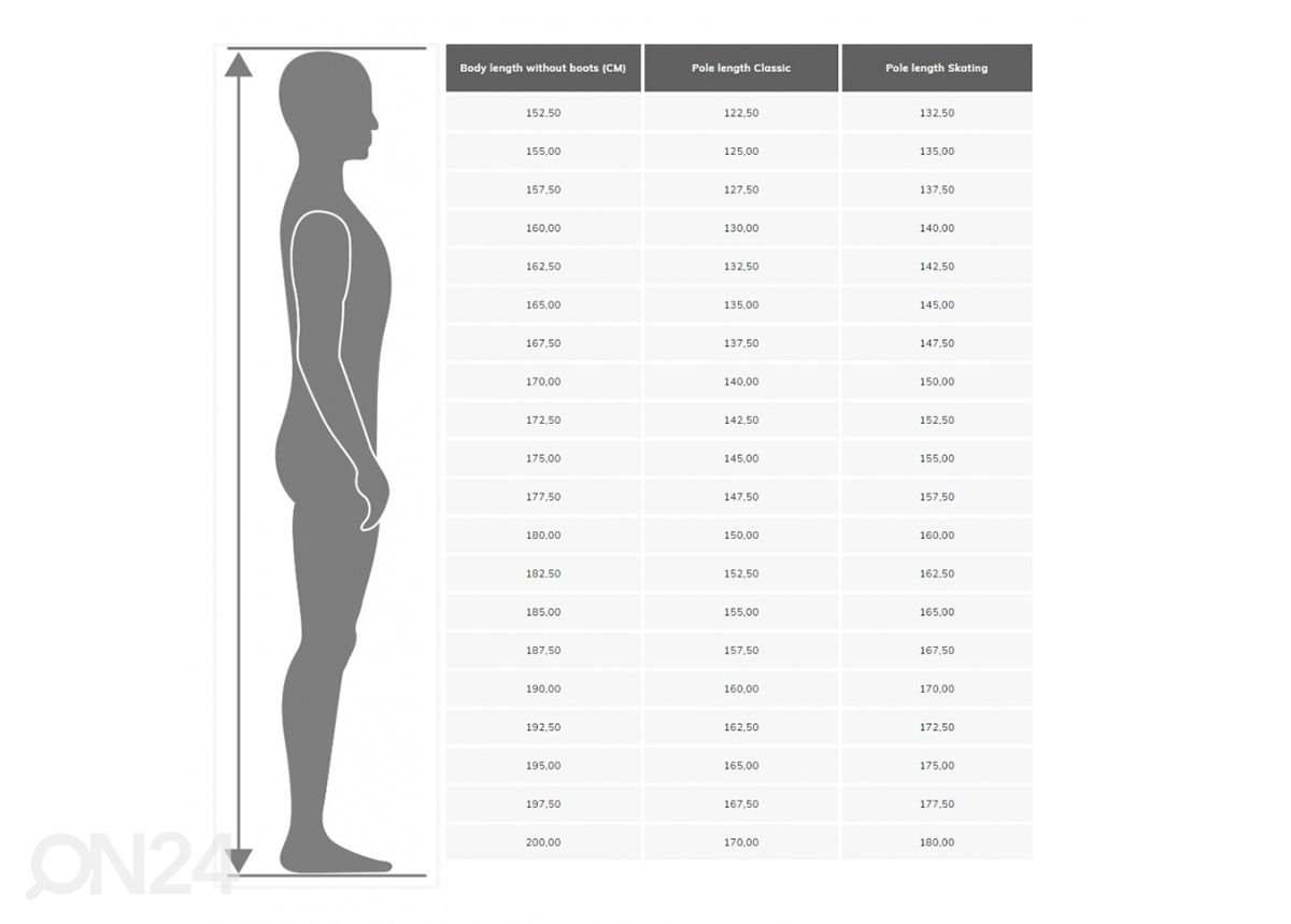 Suusakomplekt noortele kalasaba mustriga 150-170 cm suurendatud