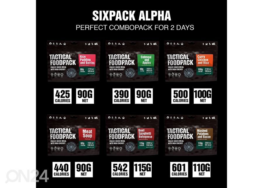 Tactical Foodpack Sixpack Alpha 595 g suurendatud