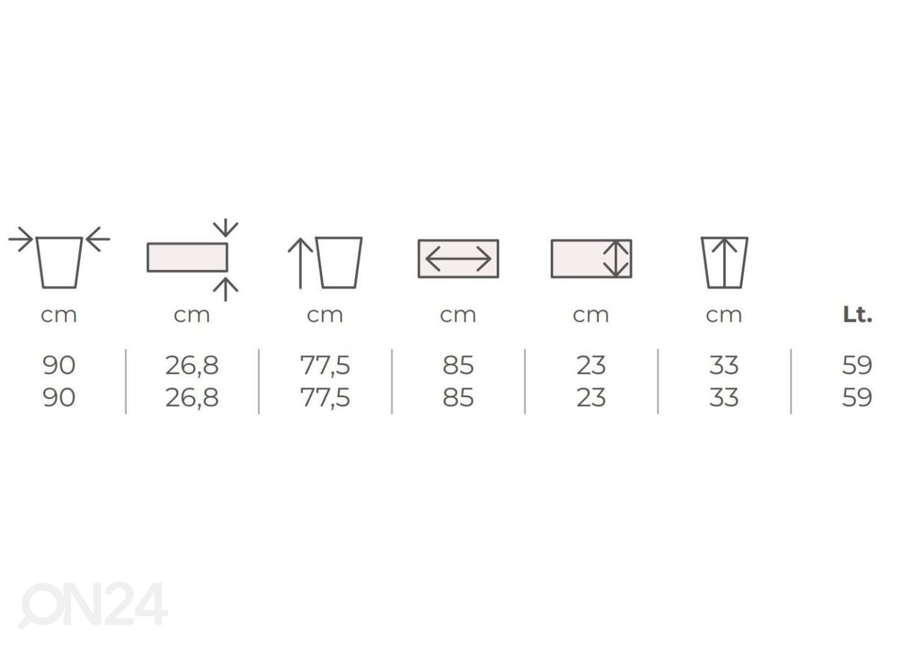 Taimepott Divio 90x27xh78 cm, valge suurendatud