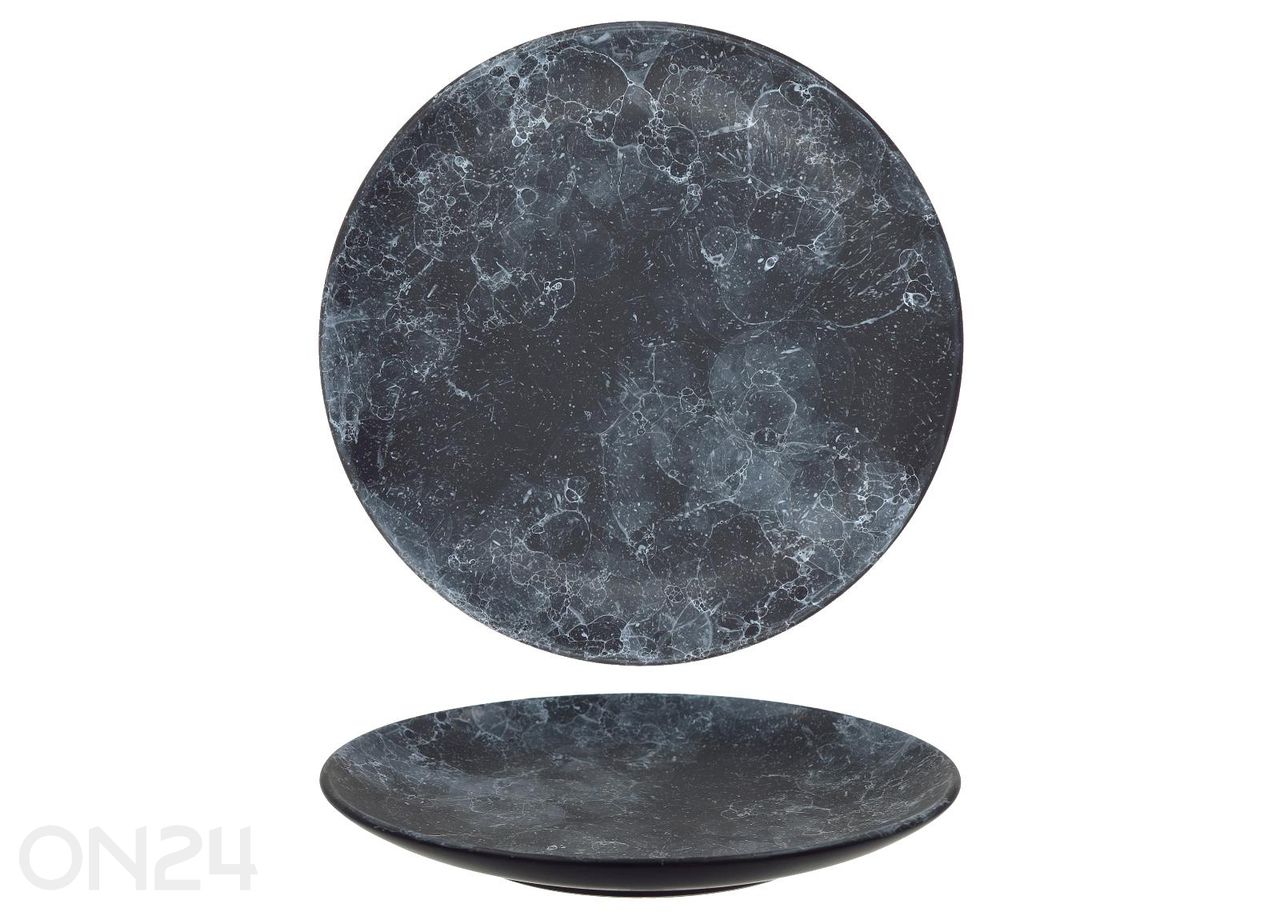 Taldrik 20 cm, must marmor suurendatud