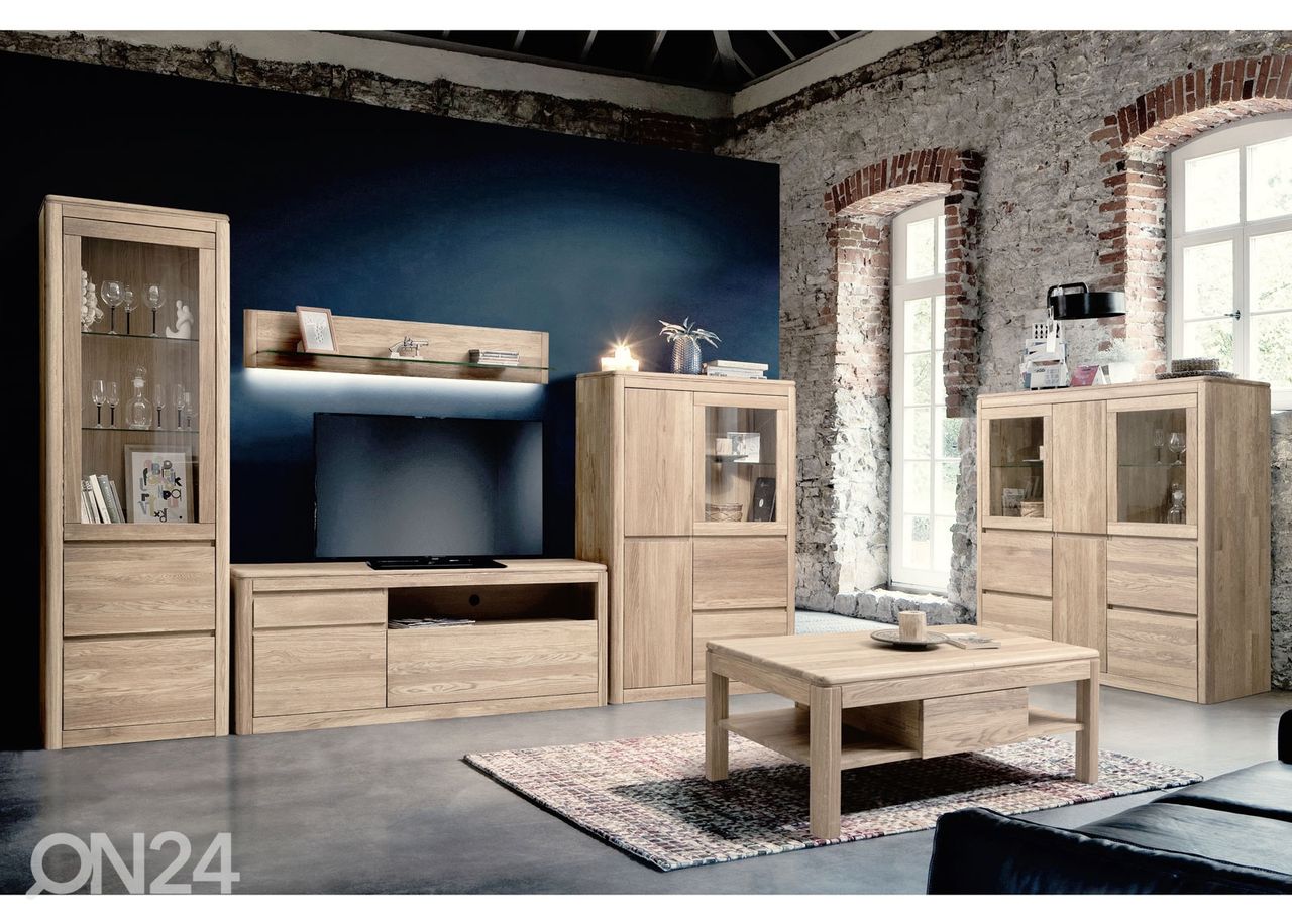 Tammepuidust diivanilaud Lausenne Lux 105x65 cm, valge õli suurendatud