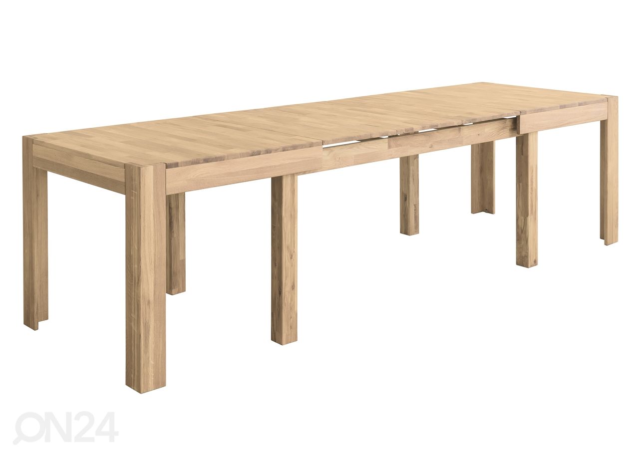 Tammepuidust pikendatav söögilaud 160-280x90 cm, valge õli suurendatud