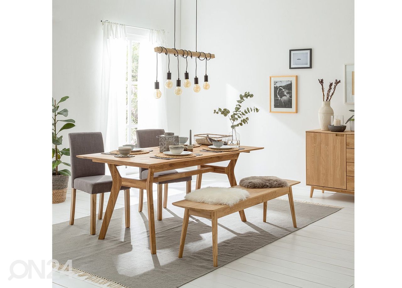 Tammepuidust pikendatav söögilaud Helsinki 170-210x90 cm suurendatud