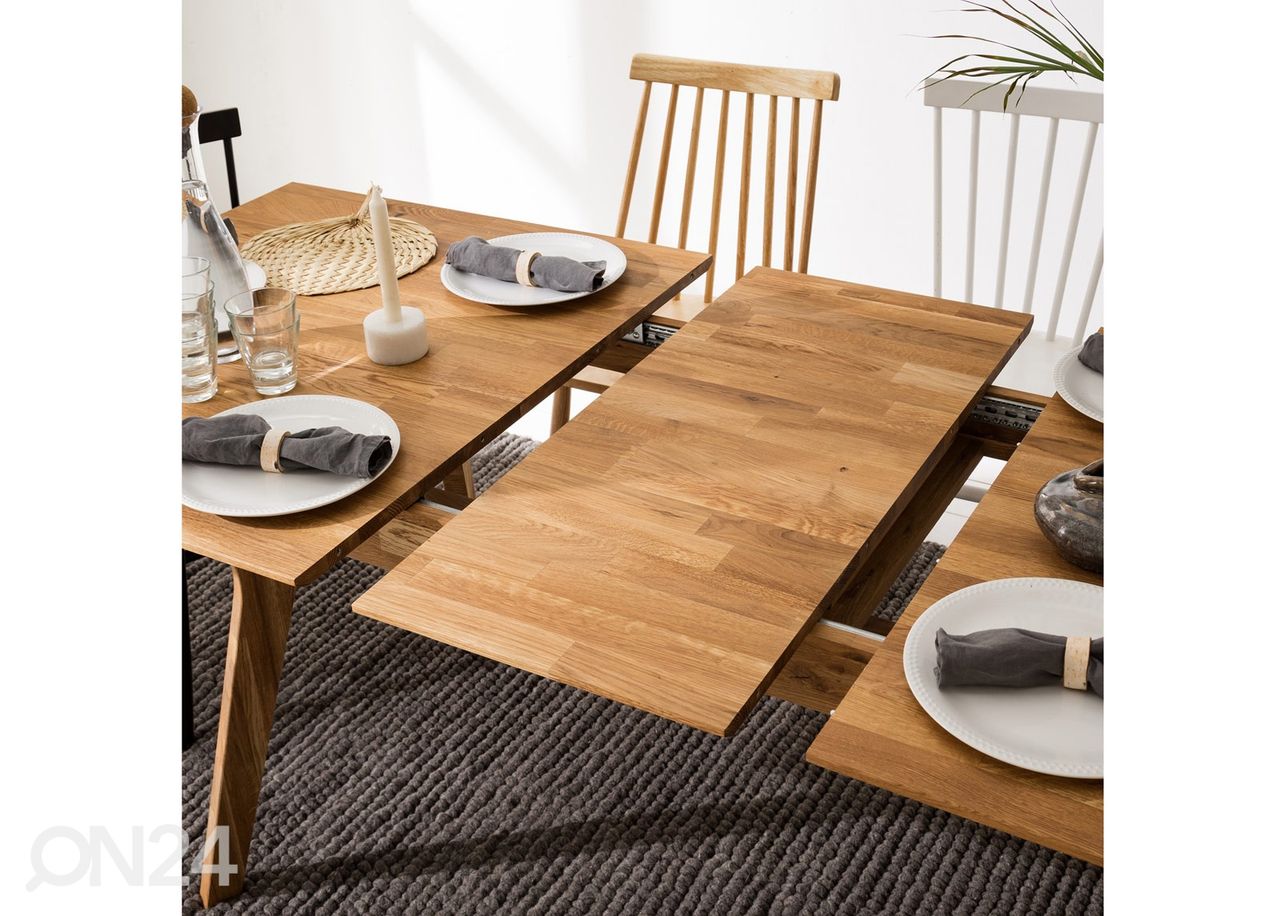 Tammepuidust pikendatav söögilaud Helsinki 170-210x90 cm suurendatud