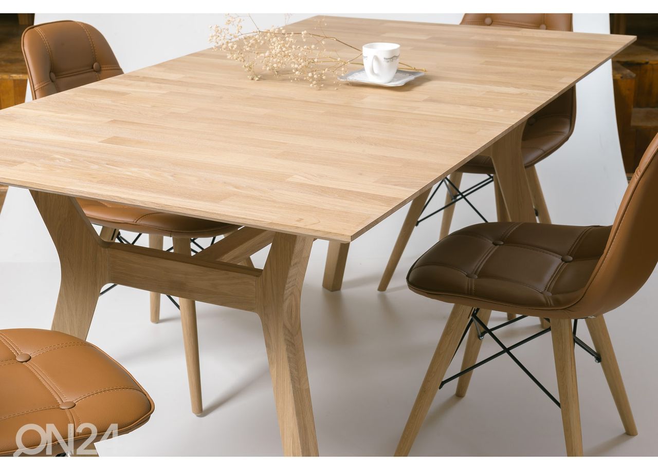 Tammepuidust pikendatav söögilaud Helsinki 170-210x90 cm, valge õli suurendatud