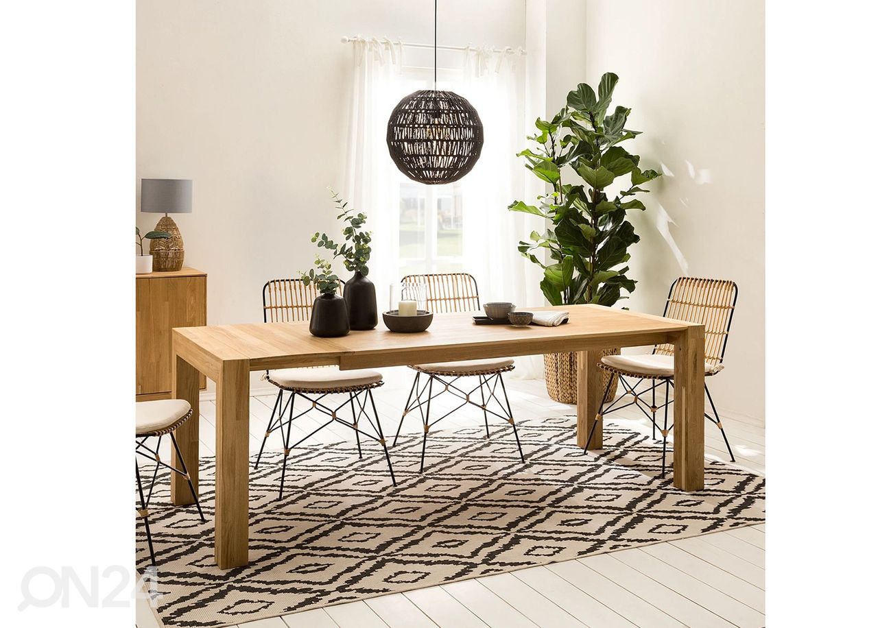 Tammepuidust pikendatav söögilaud Zak 180-220x90 cm suurendatud