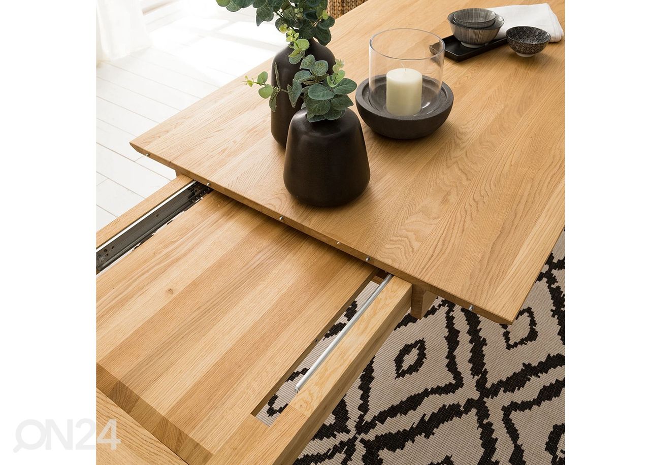 Tammepuidust pikendatav söögilaud Zak 180-220x90 cm suurendatud
