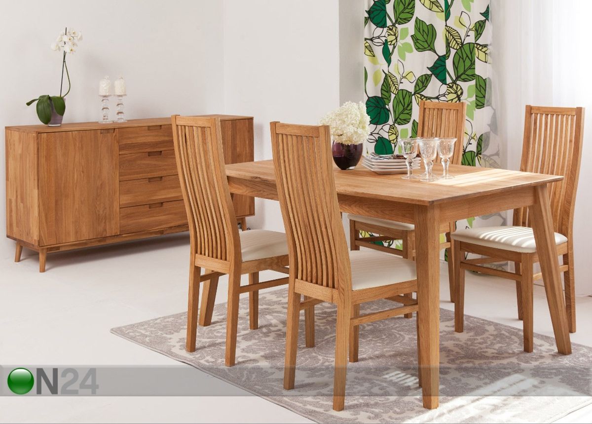Tammepuidust söögilaud Genf 160x90 cm suurendatud