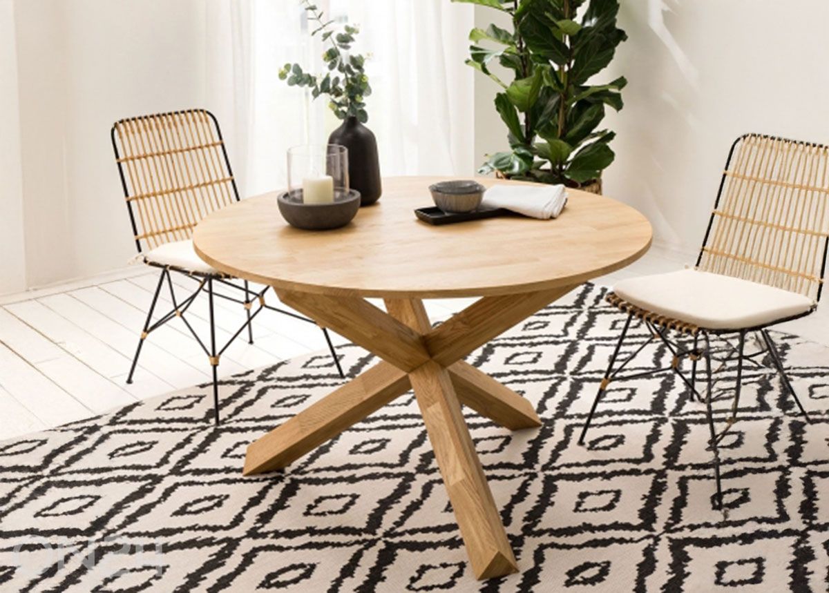 Tammepuidust söögilaud Kreutz Ø 120 cm suurendatud