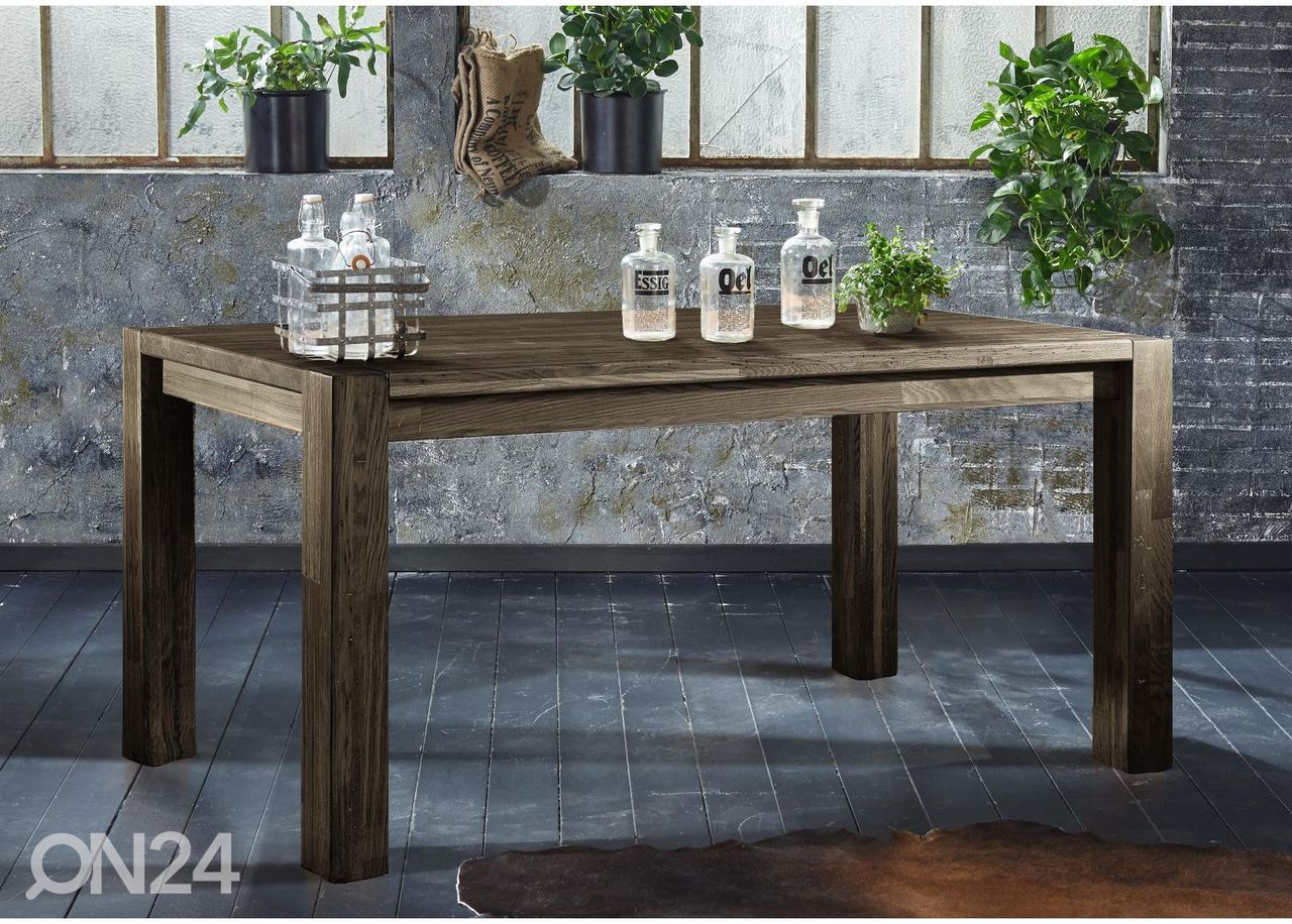 Tammepuidust söögilaud Provence 01 120x80 cm pikendusplaadiga, must õli suurendatud