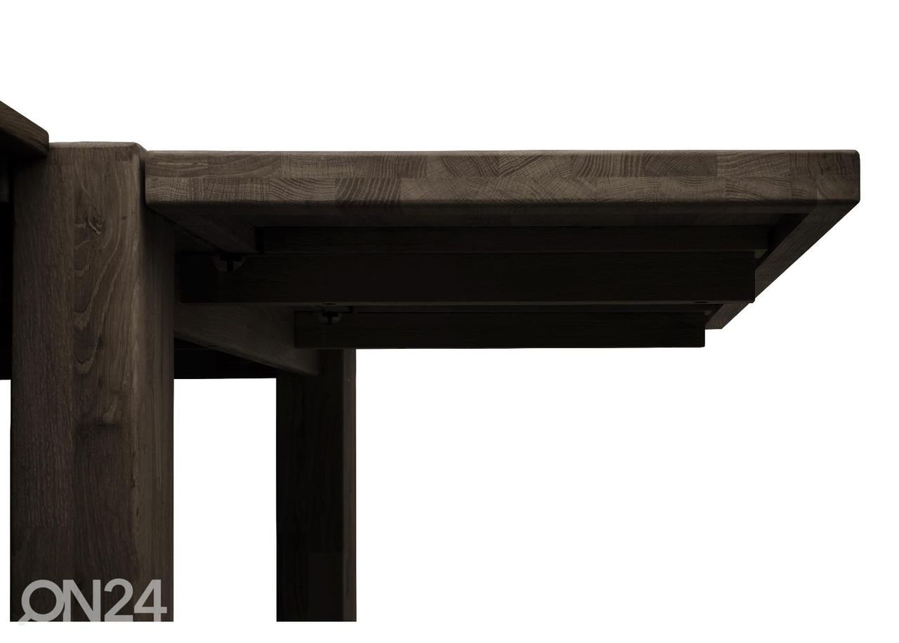 Tammepuidust söögilaud Provence 01 120x80 cm pikendusplaadiga, must õli suurendatud