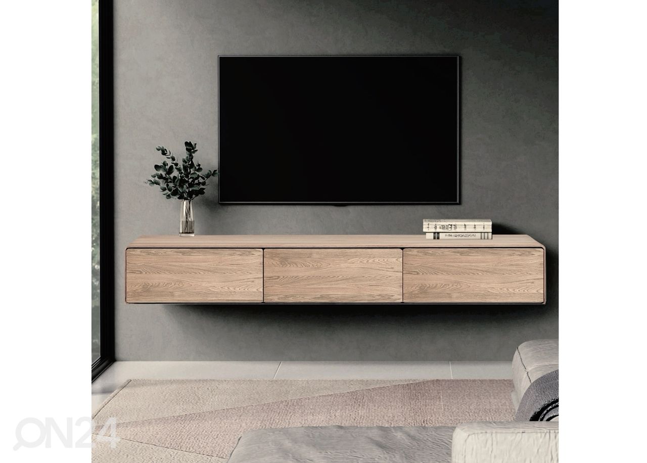 Tammepuidust TV alus Hamilton 160 cm, seinale kinnitatav suurendatud