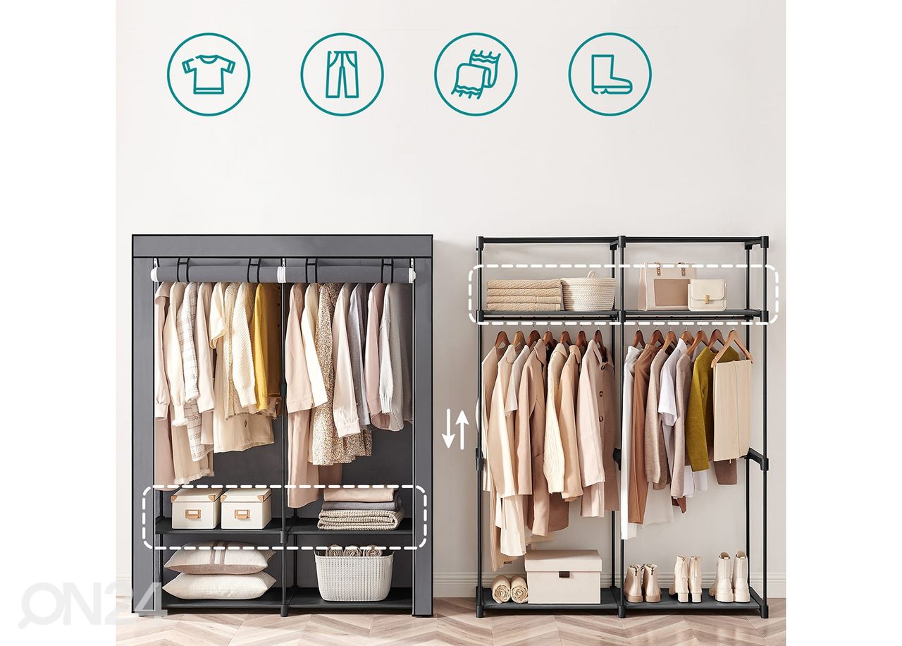 Tekstiilist riidekapp, hall suurendatud