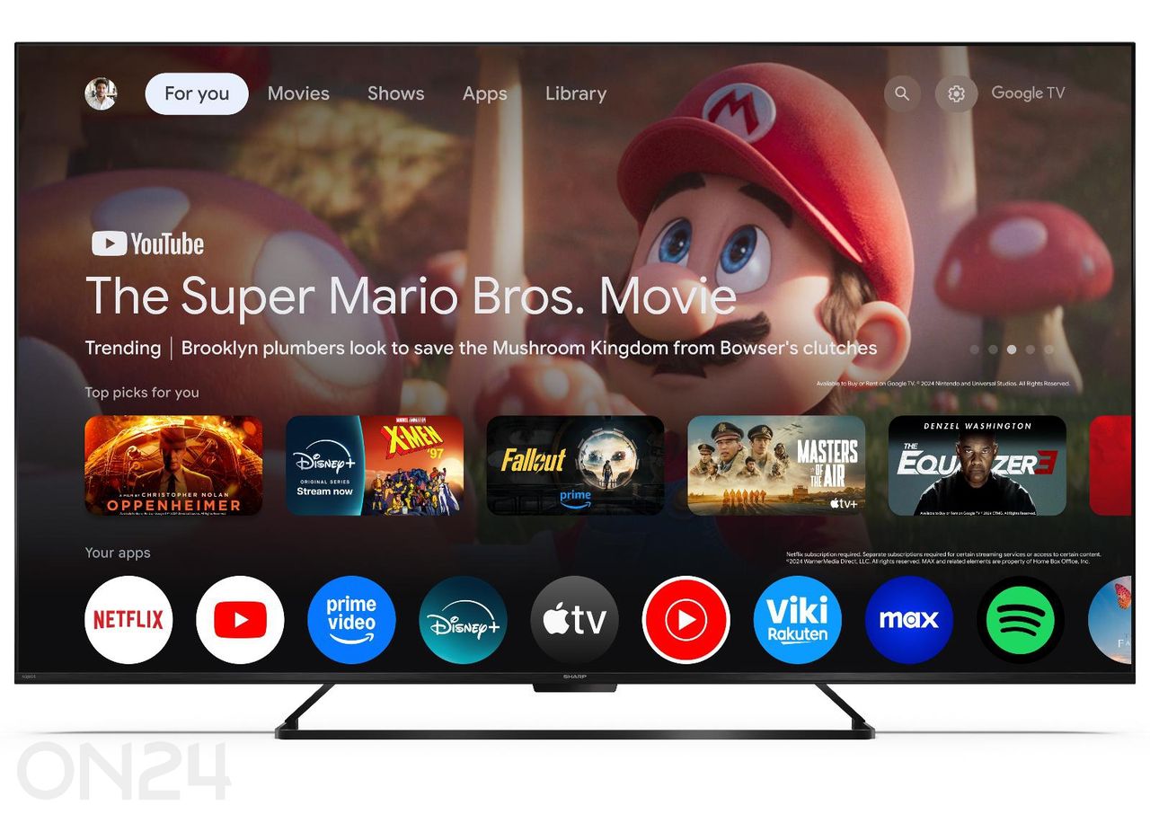 Teler Sharp 43" (108 cm) QLED 4K Ultra HD Google TV, Dolby Vision IQ, Dolby Atmos suurendatud
