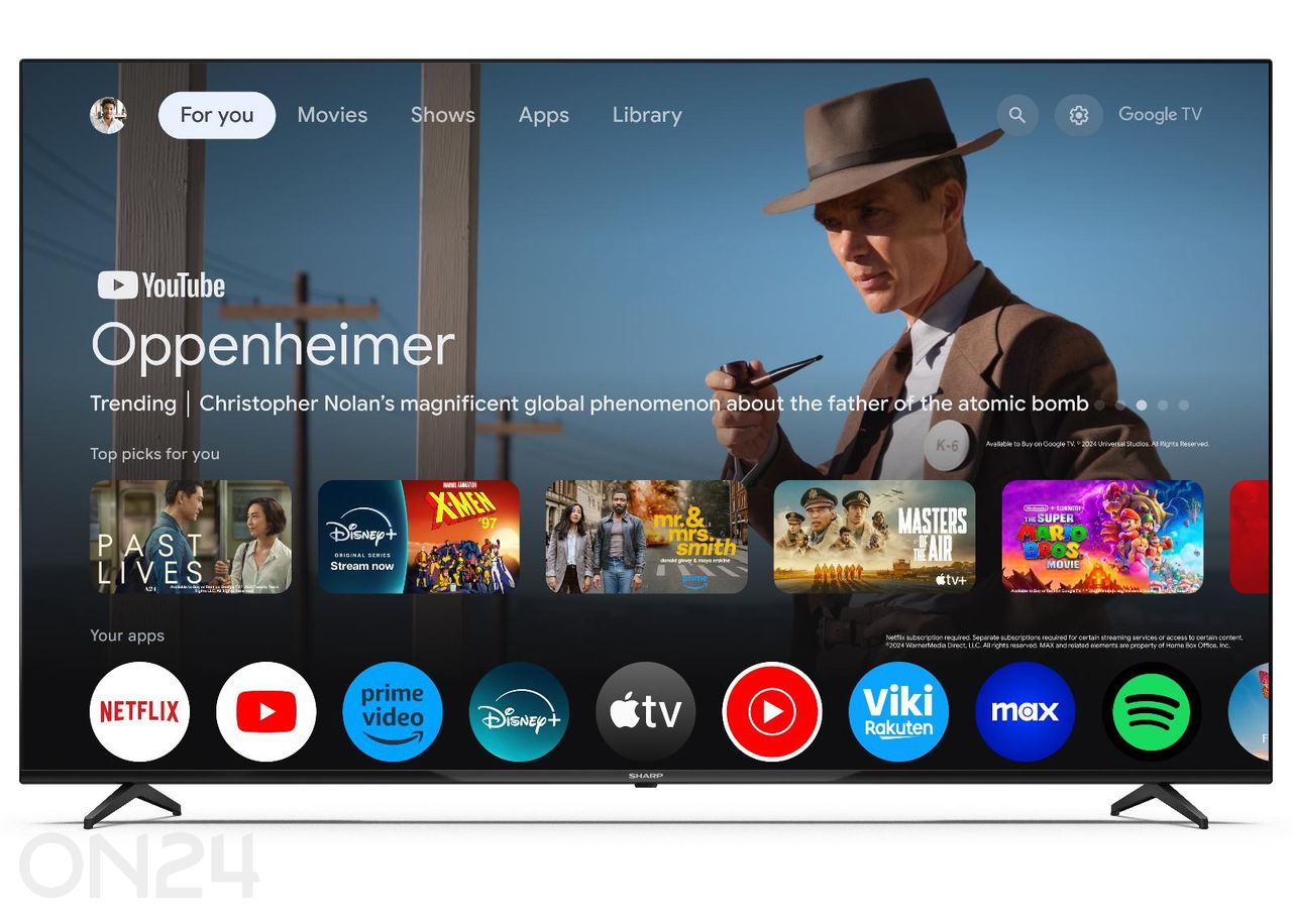 Teler Sharp 70" (177 cm) 4K Ultra HD Smart Google Frameless TV, Dolby Vision, Dolby Atmos suurendatud