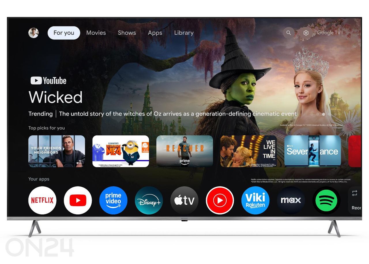 Teler Sharp 75" (189 cm) Mini LED QLED 4K Ultra HD Google TV, Harman/Kardon, DolbyVision, DolbyAtmos suurendatud