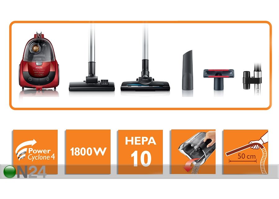 Tolmuimeja Philips 1800W tolmukotita suurendatud