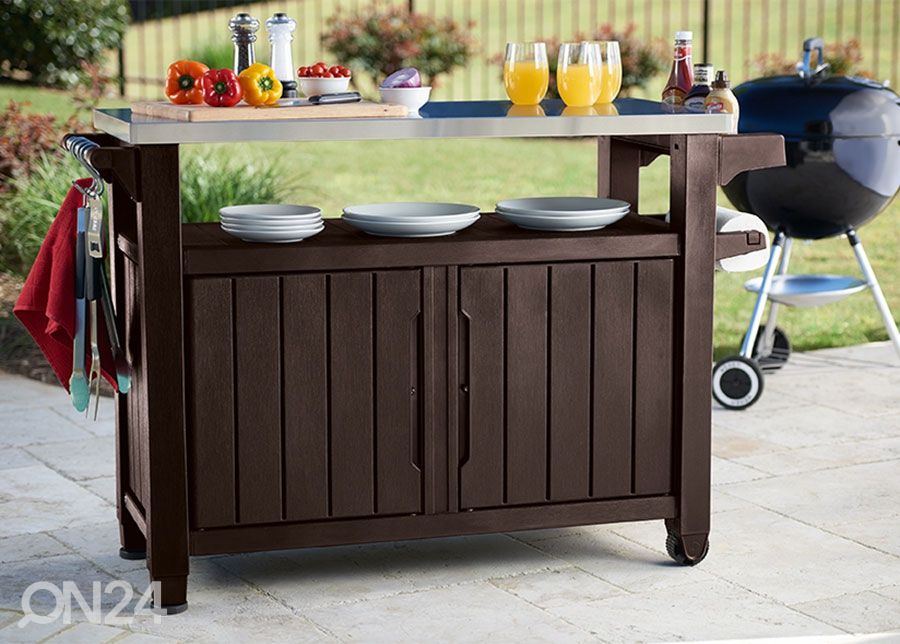 Töölaud kapiga välikööki Keter Unity XL 52x134 cm, pruun suurendatud