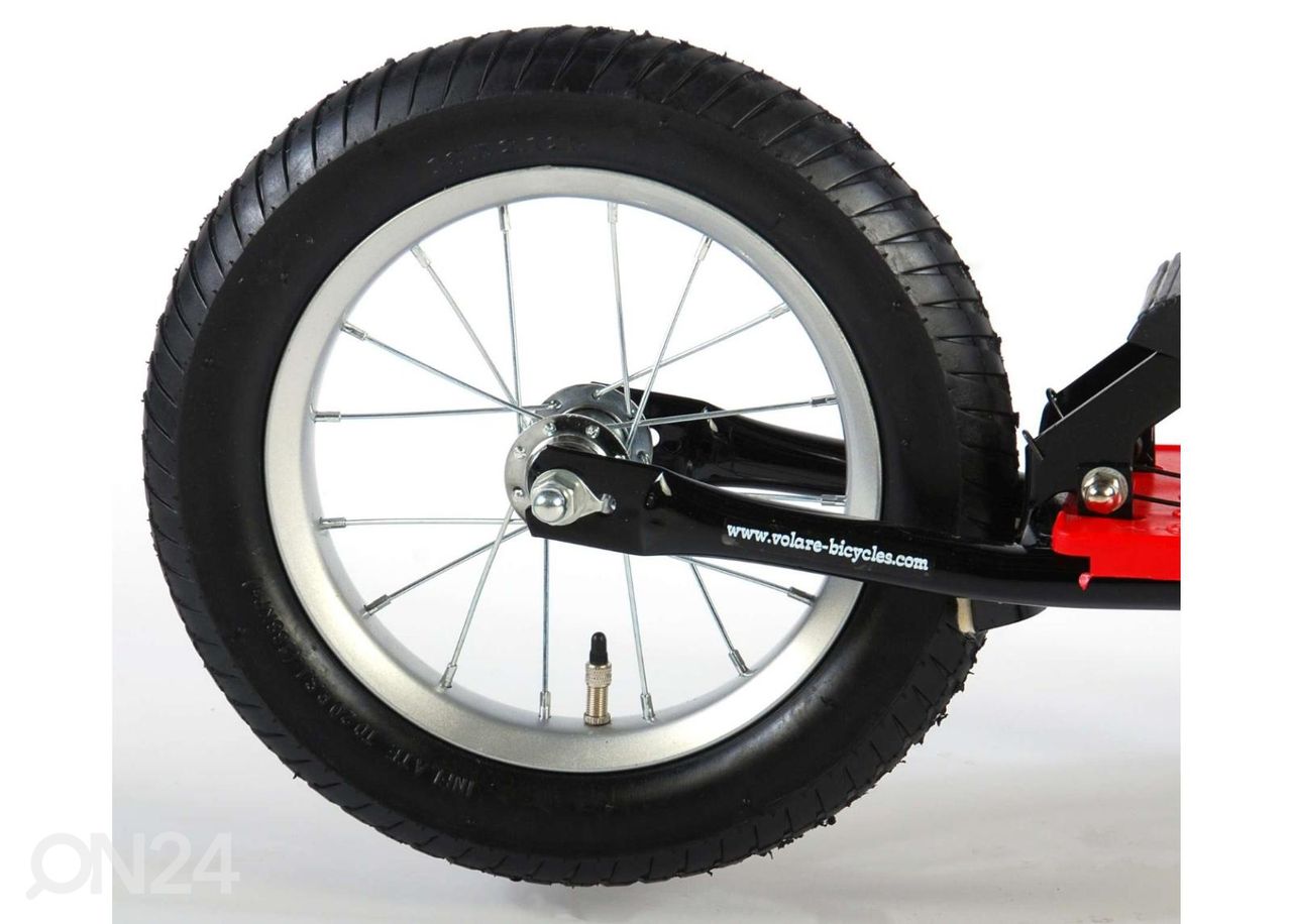 Tõukeratas lastele 12 tolli must punane Volare suurendatud