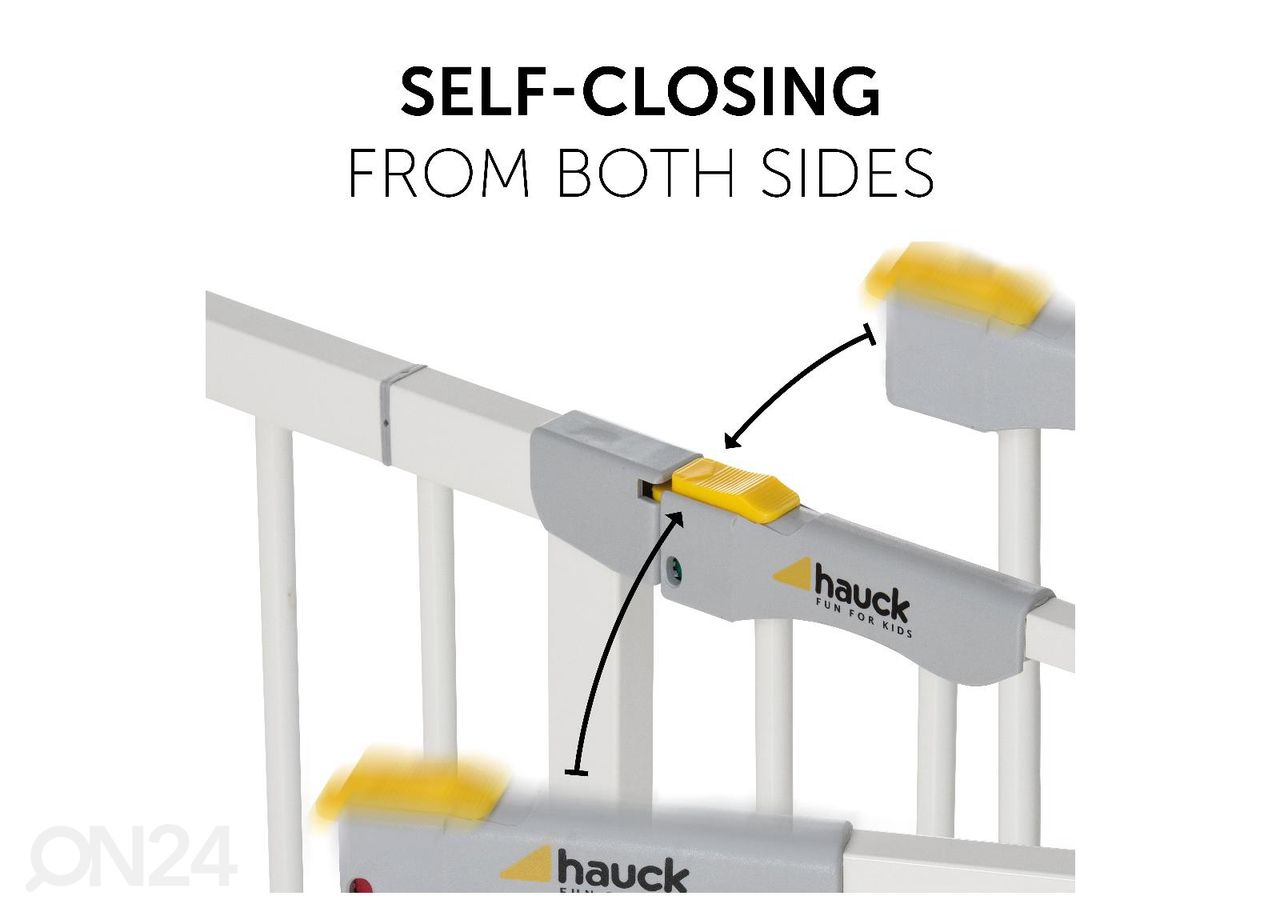 Turvavärav 75-80 cm madala äärega Hauck Comfort Clear Step automaatselt sulguv valge suurendatud