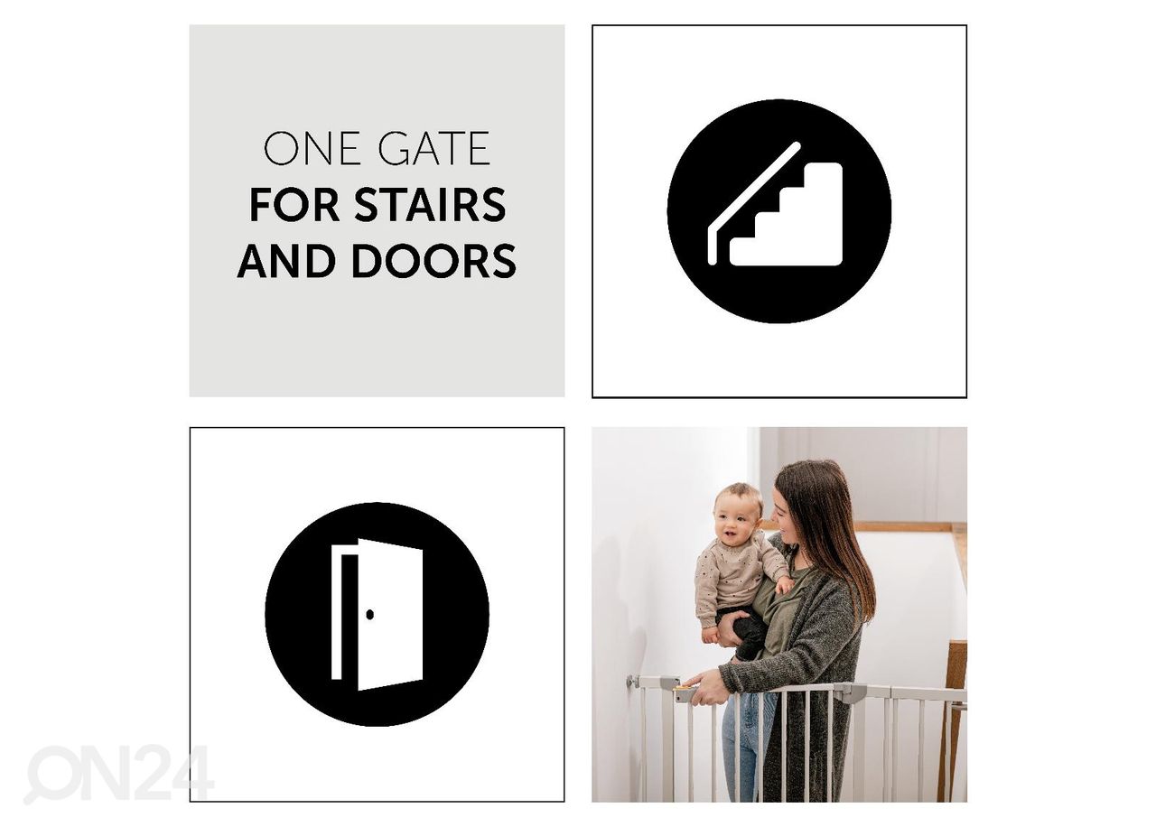 Turvavärav 75-80 cm madala äärega Hauck Comfort Clear Step automaatselt sulguv valge suurendatud