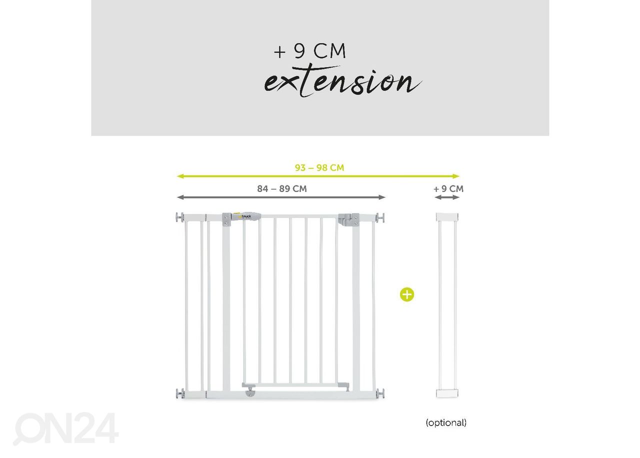 Turvavärav 84-89 cm Hauck Essential Open N Stop valge suurendatud
