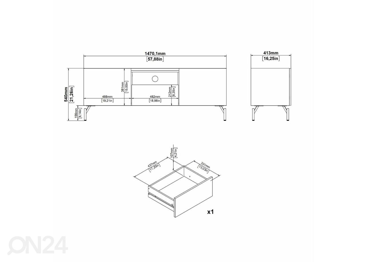 TV-alus Bergen 100 cm suurendatud