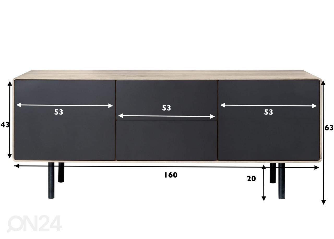 TV-alus Tokyo 160 cm, valge õli suurendatud