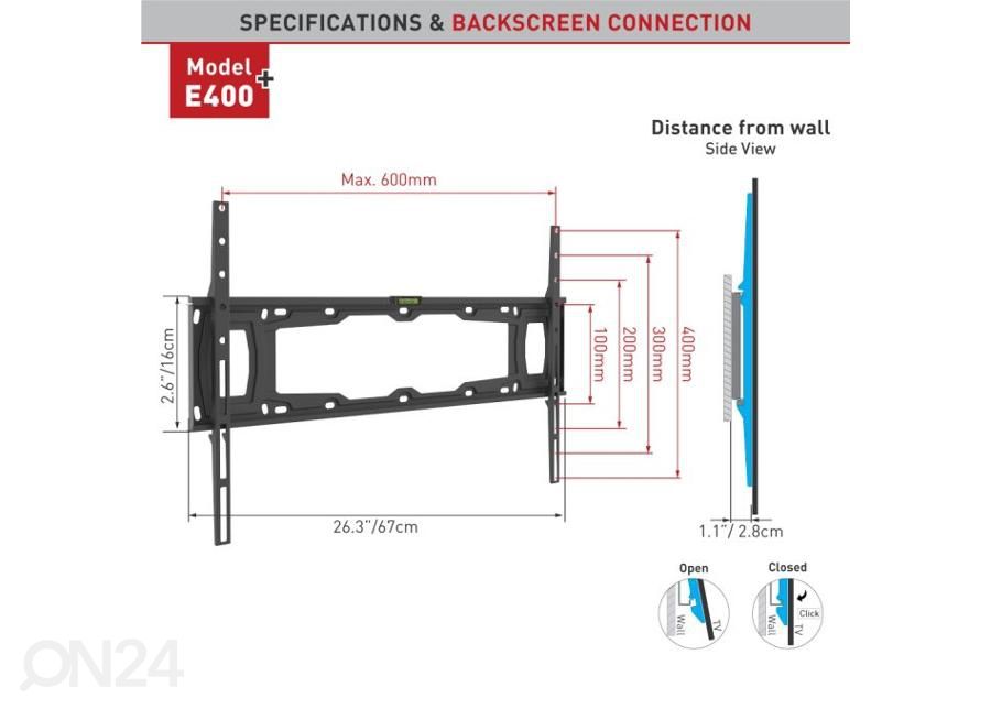 TV-seinakinnitus Barkan E400+.B 32"- 90" suurendatud