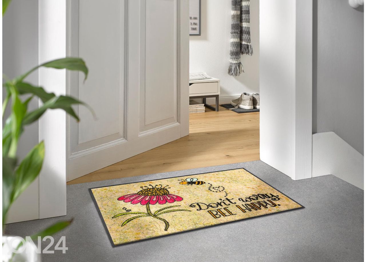 Uksematt Bee Happy 50x75 cm suurendatud
