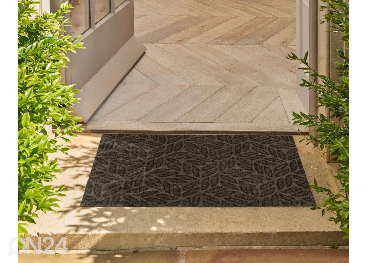 Uksematt Dune Leaves dark brown 45x75 cm suurendatud