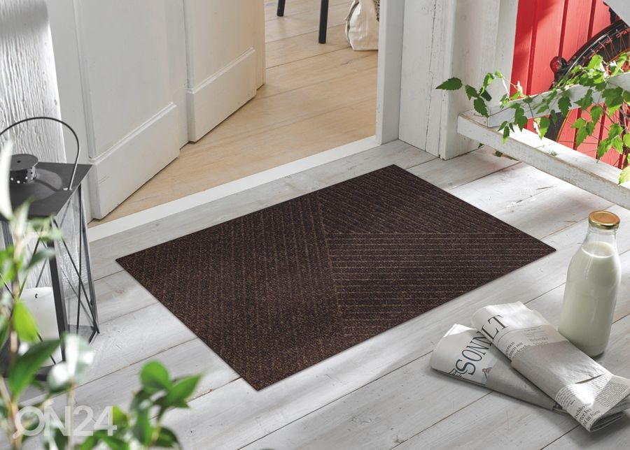 Uksematt Dune Stripes dark brown 45x75 cm suurendatud