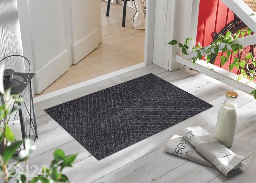 Uksematt Dune Stripes dark grey 60x90 cm suurendatud