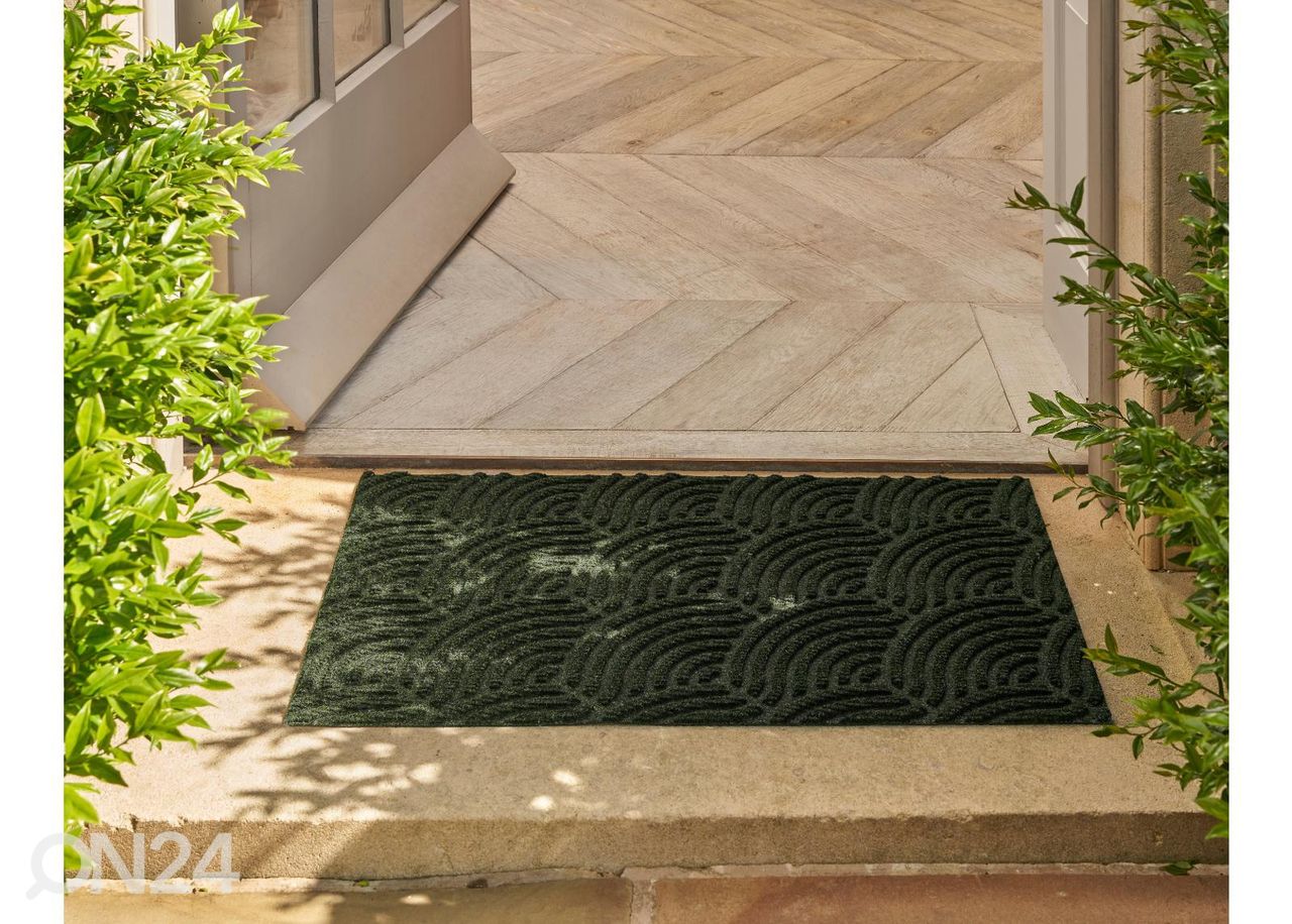Uksematt Dune Waves midnight green 45x75 cm suurendatud
