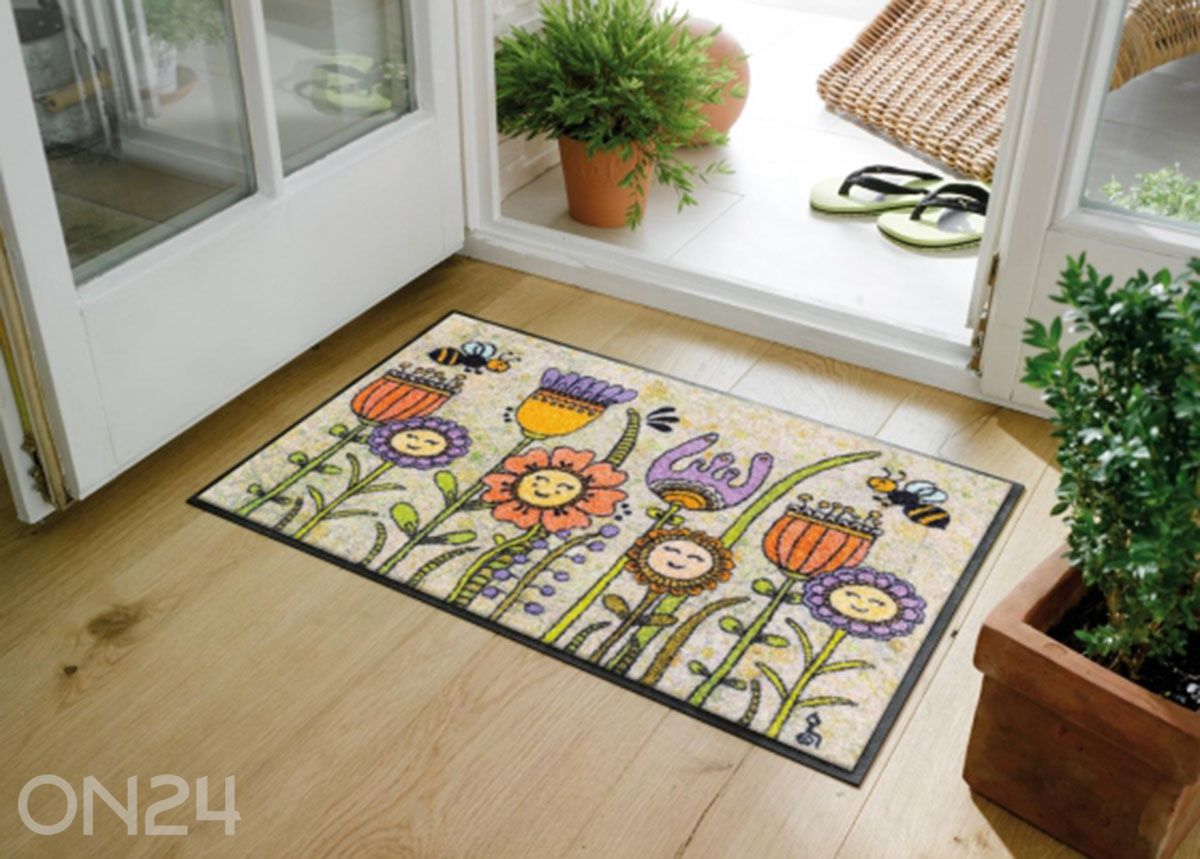 Uksematt Friendly Flowers 50x75 cm suurendatud