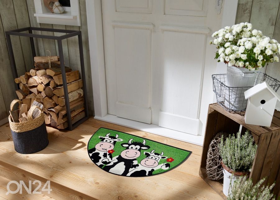 Uksematt Round Cow Trio 50x85 cm suurendatud