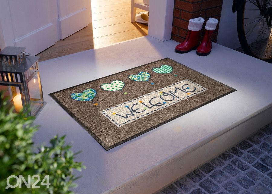 Uksematt Welcome Hearts 50x75 cm suurendatud